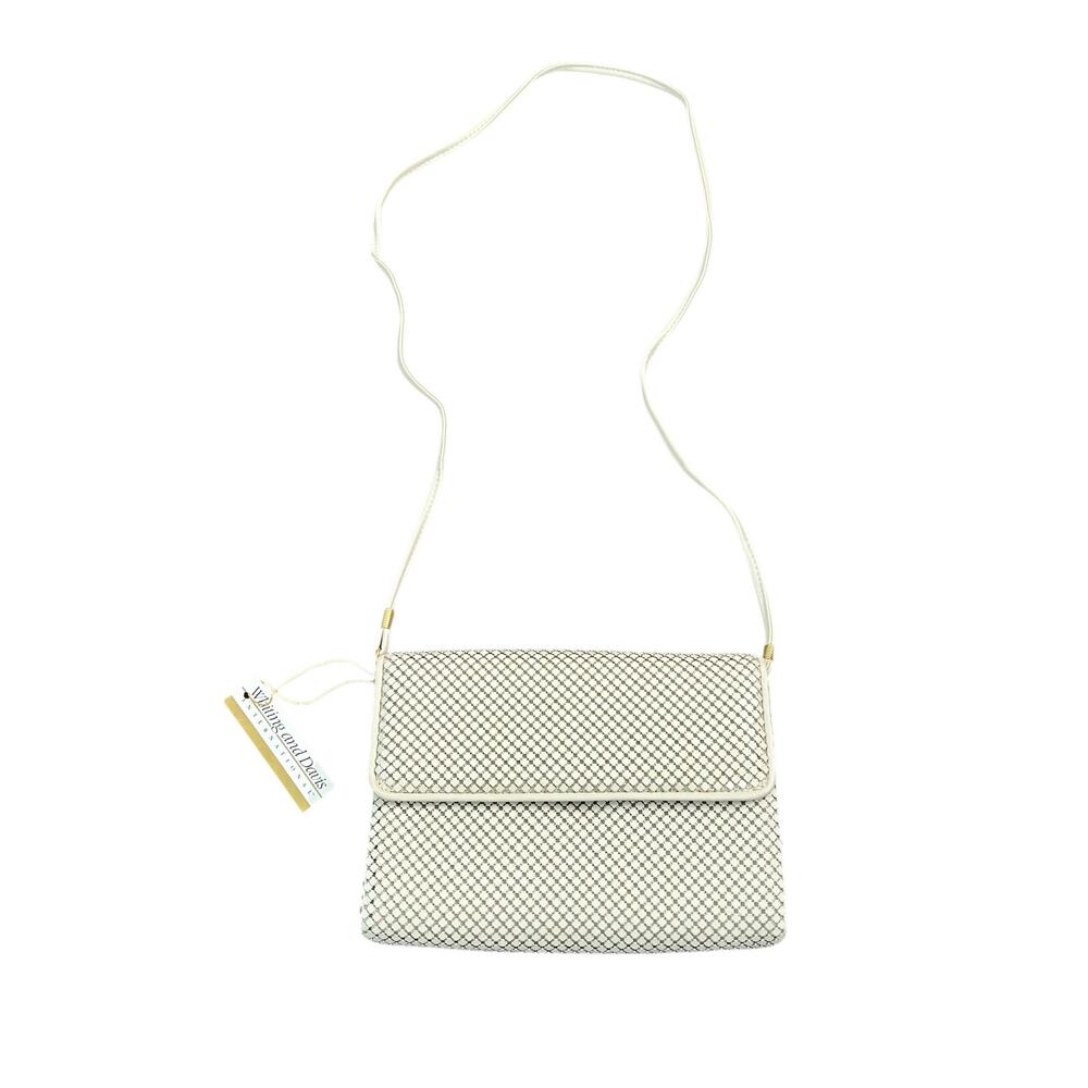 Vintage Whiting & Davis  Cream Metal Crossbody Purse/Clutch New Dead Stock